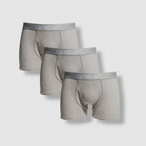 $160 OFF-WHITE Men's Gray 3-Pack Underwear Logo Cotton Boxer Briefs Size S - Picture 1 of 2