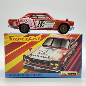Matchbox 71 Nissan Skyline 2000 GTX Red With Box 2020 Superfast Rubber Tires