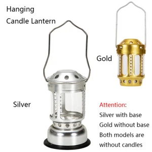 Hanging Camping Candle Lantern Glass + Aluminum Alloy Portable Candle Lamp K7W7 - Picture 1 of 12