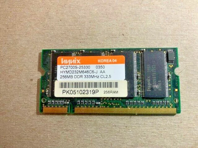 Barrette Mémoire  HYNIX PC2700S-25330 256 MB DDR 333MHz cl 2.5 APPLE powerbook - Photo 1/1