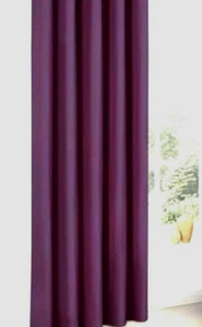 100 % SCHLICHTER BAUMWOLLLEINEN TÜRVORHANG MIT SCHALEN OBEN in PFLAUME/LILA (einfacher Stoff) - Bild 1 von 3