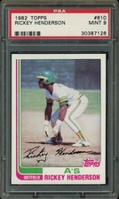 1982 Topps Rickey Henderson #610 PSA 9 MINT Hall of Fame Athletics CB91