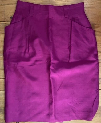 Ellen Tracy Women’s Size 6 P Dark Fushia 100% Silk Lined Straight Pencil Skirt - Image 1 of 4