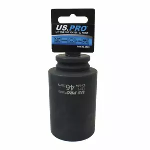 46MM HUB SOCKET DEEP IMPACT SOCKET 1/2 dr 12pt CR-MO 12 POINT AXLE NUT US PRO - Picture 1 of 18