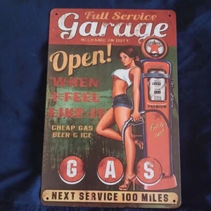 8"X12" Metal Sign Man Cave Wall Art Garage Bar Oil Gas Station Full Garage 100 - Picture 1 of 1