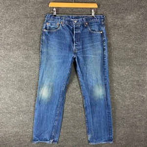Levi's 501 Mens Jeans Size W36 L34 Blue Denim Mid Rise Straight Fit Button Fly - Picture 1 of 24