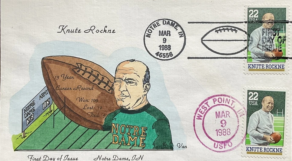 Van Handpainted 2376 Knute Rockne Notre Dame Coach with West Point IN CXL  - Image 1 of 1