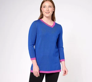 Attitudes by Renee Contrast Piping Sweater-Royal Blue-Large-NEW-A612921 - Picture 1 of 2