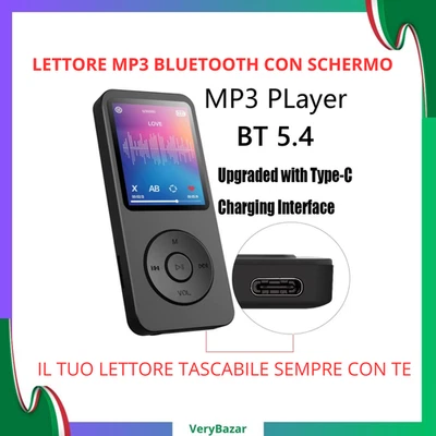 LETTORE MP3/MP4 MUSICALE CON Schermo DIGITALE LCD MINI CLIP BLUETOOTH TASCABILE - Immagine 1 di 4