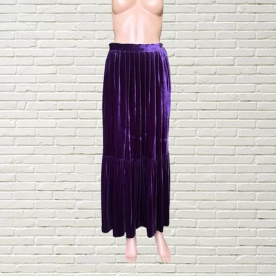 Vintage 70s Ralph Lauren Maxi Skirt - Purple Velvet Ruffle Hem - RARE SAMPLE - Image 1 of 4