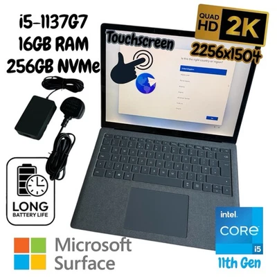 Microsoft Surface Laptop 4 13.5" 2K Touch 256GB Intel Core i5 11th Gen 16GB RAM - Image 1 of 4