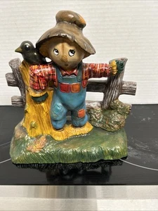 Ceramic Scarecrow Hand Painted , Fence, 8 In High - Picture 1 of 2