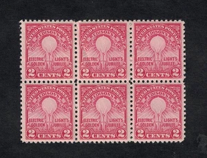 A Nice 1929 2¢ Edison's Light Mint Never Hinged w OG Block-of-6 -- Scott #654 ~ - Picture 1 of 1