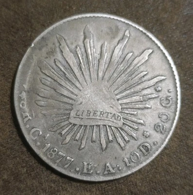 Mexico 1877 8 Reales Ca EA Chihuahua Mint - Image 1 of 2