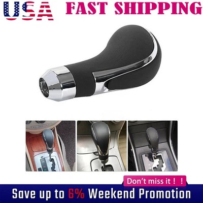 Perilla de cambio de marchas universal para automóvil palanca de cambios manual palanca mango cuero negro Foto 1 de 4