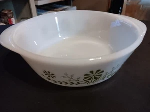 Vintage Glas Backkasserolle Jennette grün Gänseblümchen Blumen 2 Quart Ofengeschirr - Bild 1 von 9