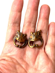 Vintage Kupfer-Ohrringe mit Schraubverschluss Komödie Tragödie Drama leicht ein Paar 1 Zoll - Bild 1 von 9