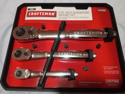 NEW NOS SEARS CRAFTSMAN TOOLS 3PC NEXT GENERATiON THiN PROFiLE RATCHET SET 44992 - Image 1 of 4