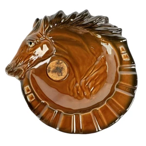 Vintage Ceramic 3D Horse Ashtray Retro 1970s Decor Brown 7" *READ* - Picture 1 of 10