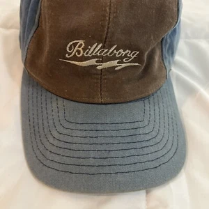 Billabong Vintage Hat Cap 90s Brown Suede & Blue Denim Australian Surfwear RARE - Picture 1 of 7