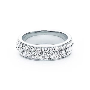 Eternity Ring Statement Round Crystal Stone Pave Rhodium Plated 5 Sizes Gift - Picture 1 of 1