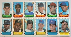 1969 TOPPS STAMP SHEET 12 STAMPS ROBERTO CLEMENTE ERNIE BANKS JERRY KOOSMAN - Picture 1 of 2
