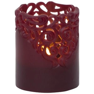 Star Trading LED Echtwachskerze ’Clary‘, Batterie und Timer, dunkelrot, 10cm - Bild 1 von 5