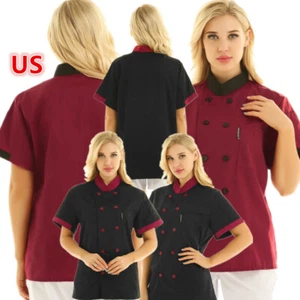 Unisex Frauen Küche Koch Mantel Kurzarm Hotel Restaurant Koch Uniform Hemden - Bild 1 von 41