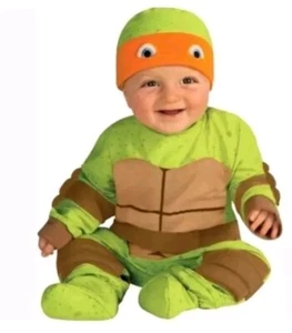 TMNT Teenage Mutant Ninja Turtle Halloween Costumer Size 0-6M w/4 Bandanas NEW!! - Bild 1 von 6
