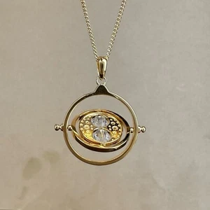 Collar giratorio enchapado en oro con cristales Harry Potter Time Turner - Imagen 1 de 9
