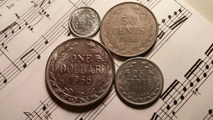 LIBERIA 1966 Complete Heavy Set 10 25 50 c $1 KM15a.1-18a.1 CuNi HIGH GRADE RARE - Picture 1 of 2