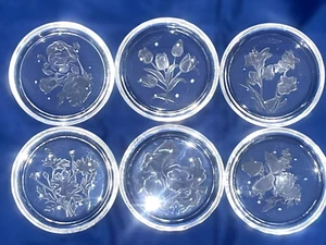 Posavasos Val St Lambert Intaglio cristal corte flor Hecho en Bélgica 9 cm Diámetro - Imagen 1 de 8