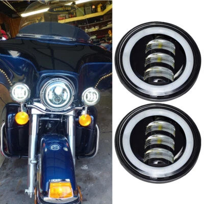 2PC 4.5 Inch Spot Fog Passing Light Black LED for Harley Davidson Ultra Classic - Image 1 of 4
