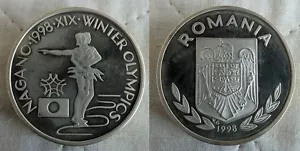 Rare 1998 Romania Aluminum 100 Lei Pattern Olympic Figure Skating - Picture 1 of 1