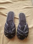 Vintage St Michael From Marks And Spencer Navy White Open Toe Slippers UK 5-6.5