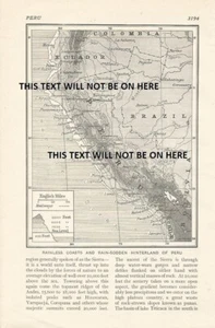 HINTERLAND OF PERU   RAILWAYS SEA LEVEL  c 1926 MAP ILLUSTRATION PRINT - Picture 1 of 1