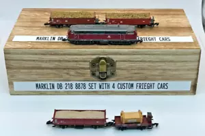 Z Scale Marklin 8778 DB 218 5 Pole E-Locomotive w/ Freight set Custom Wood Case - Picture 1 of 17