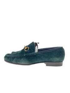 GUCCI Loafers 35.5 Green Suede 100 0255 Used - Picture 1 of 7