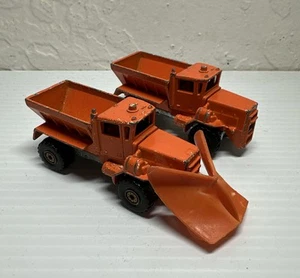 VINTAGE HOT WHEELS Oshkosh SNOW PLOW Orange Diecast 1983 Toy Truck lot of 2 - Picture 1 of 4
