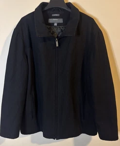 Perry Ellis Portfolio misto lana trapuntato pavone giacca cappotto auto uomo XXL nero  - Foto 1 di 11