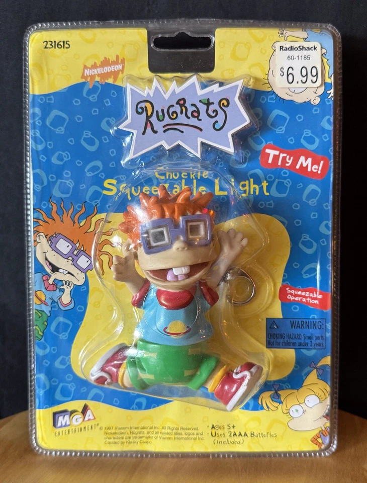 Rugrats Chuckie Squeezable Flashlight 1997 Nickelodeon Keychain