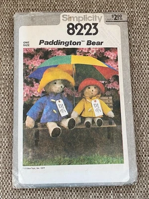 Paddington Bear Toy Pattern Simplicity 8223 Uncut/FF 1977 Vintage - Image 1 of 2