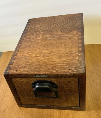 Antique Tiger Oak Globe Wernicke Drawer Card File Cabinet US Airforce 18x10x8” - Image 1 of 4