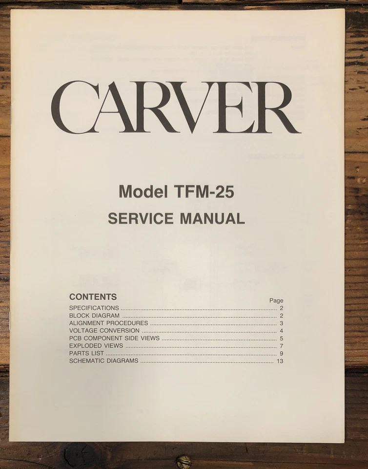 Manual de servicio amplificador Carver TFM-25 *Original* Foto 1 de 1