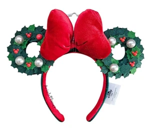 2025 Disney Parks Minnie Mouse Holiday Wreath Ear Headband for Adults - Picture 1 of 5