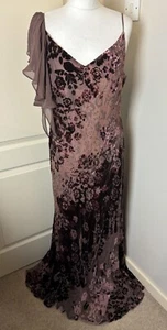 Monsoon Vintage UK 8 Brown Pink Silk Bias Cut Devore Wedding Cruise Event Dress - Picture 1 of 13