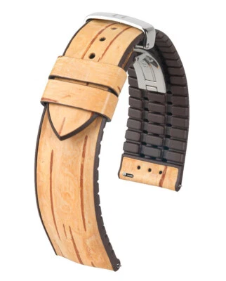 Березовый ремешок для часов HIRSCH — натуральная береза /без животных / веганский — быстросъемный - Изображение 1 из 4