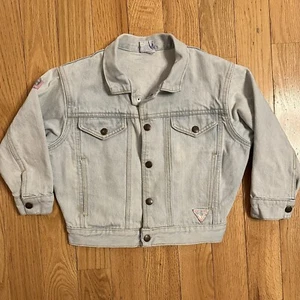 VTG 80s Baby GUESS Jean Jacket G Marciano Sunglasses Graphic 6 Light Wash Denim - Picture 1 of 8
