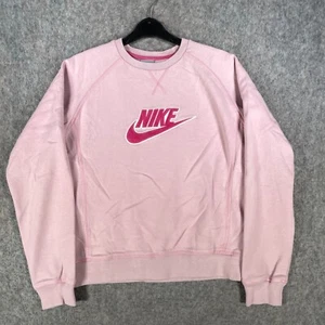 Vintage Nike Sweatshirt Girls XL 13-15 Pink Big Swoosh Logo Fleece Lined Y2K - Picture 1 of 13