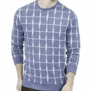 Suéter Alfani Para Hombre Azul Calce Clásico Patrón Rejilla Cuello Redondo Talla S - Imagen 1 de 7